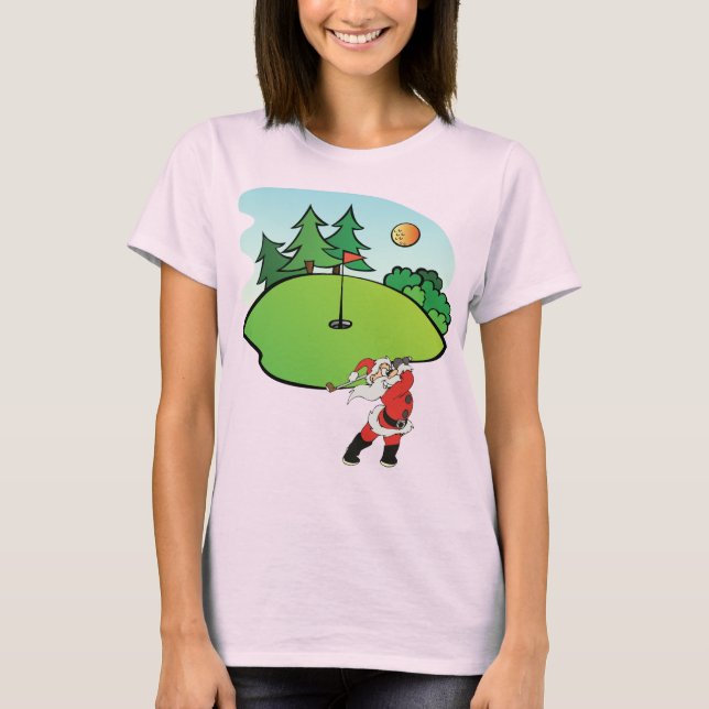 Der Weihnachtsmann spielt Golf auf dem 9. Loch T-Shirt (Vorderseite)
