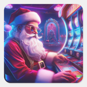 Der Weihnachtsmann spielt im Casino Quadratischer Aufkleber