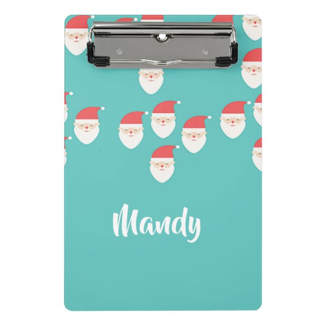 Der Weihnachtsmann steht blau Mini Klemmbrett (Vorderseite)