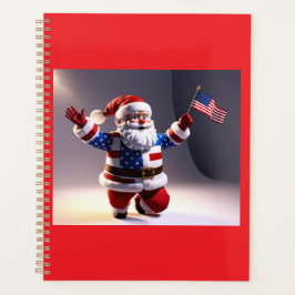Der Weihnachtsmann trägt eine amerikanische Fahne Planer