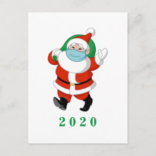 Der Weihnachtsmann trägt eine medizinische Maske Postkarte