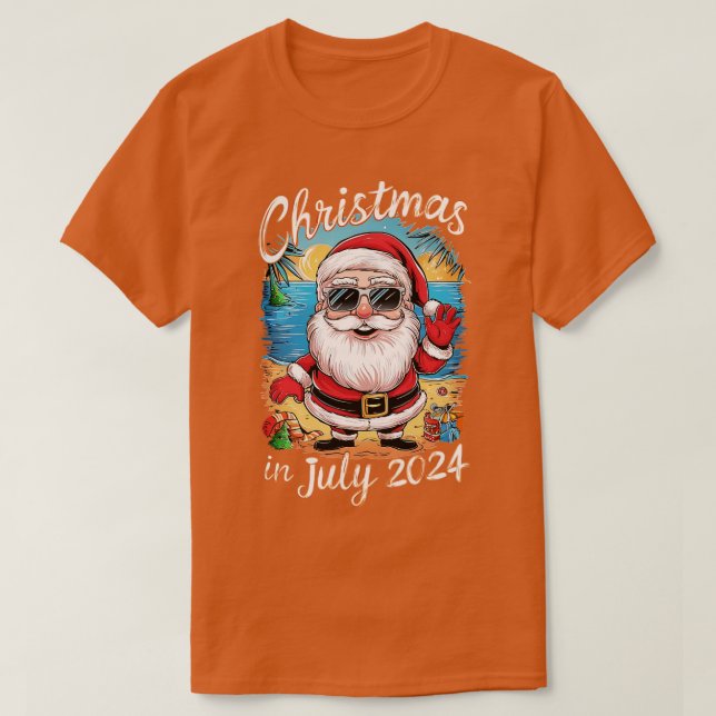 Der Weihnachtsmann trägt eine Sonnenbrille mit ein T-Shirt (Design vorne)