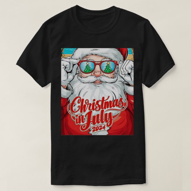 Der Weihnachtsmann trägt eine Sonnenbrille mit ein T-Shirt (Design vorne)