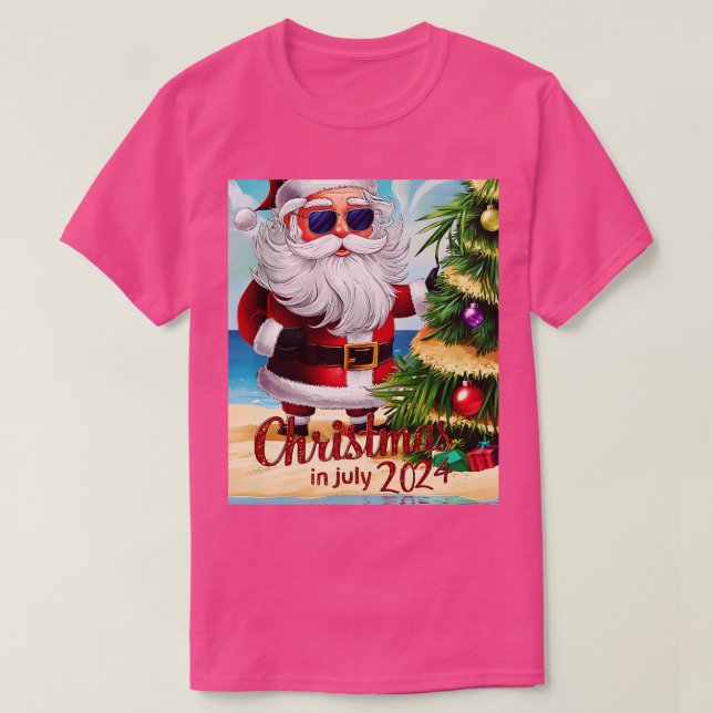 Der Weihnachtsmann trägt eine Sonnenbrille mit ein T-Shirt (Design vorne)