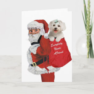 Der Weihnachtsmann trägt Maltesisch in seiner Tasc Feiertagskarte