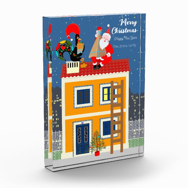 Der Weihnachtsmann trifft auf das portugiesische R Fotoblock (Links)