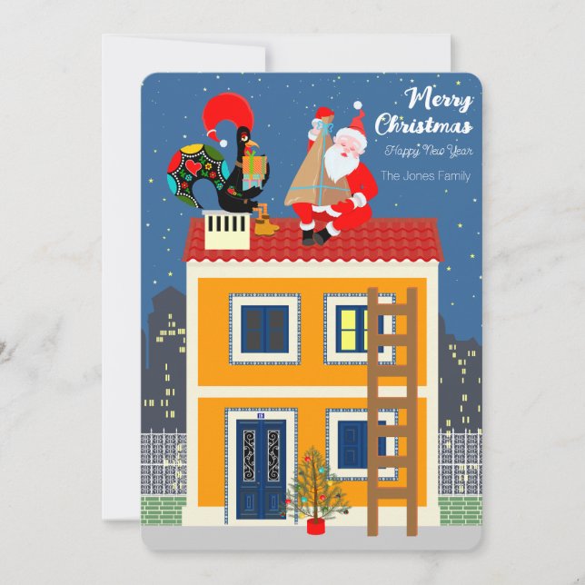 Der Weihnachtsmann trifft auf das portugiesische R Karte (Vorderseite)