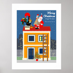 Der Weihnachtsmann trifft auf das portugiesische R Poster