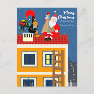 Der Weihnachtsmann trifft auf das portugiesische R Postkarte