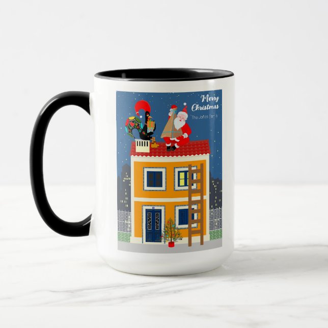 Der Weihnachtsmann trifft auf das portugiesische R Tasse (Links)