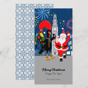 Der Weihnachtsmann und der Toast zum Neujahr Feiertagskarte