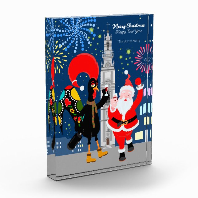 Der Weihnachtsmann und der Toast zum Neujahr Fotoblock (Links)