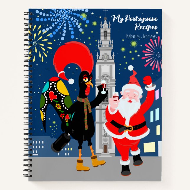 Der Weihnachtsmann und der Toast zum Neujahr Notizbuch (Vorderseite)