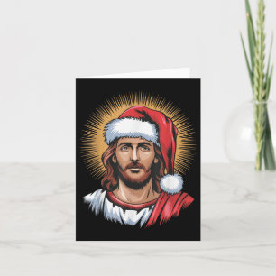 Der Weihnachtsmann und Jesus wir sahen diesen froh Karte