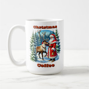 Der Weihnachtsmann und Rentier im Schneewald Kaffeetasse