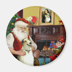 Der Weihnachtsmann und sein Borzoi Magnet