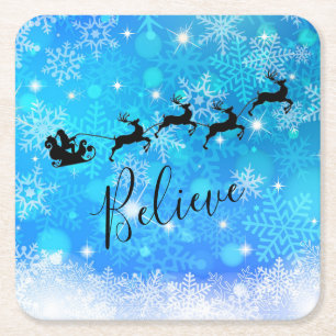 Der Weihnachtsmann und sein fliegender Rentier - G Rechteckiger Pappuntersetzer