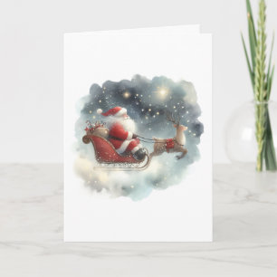 Der Weihnachtsmann und sein Schlitten im nächtlich Karte