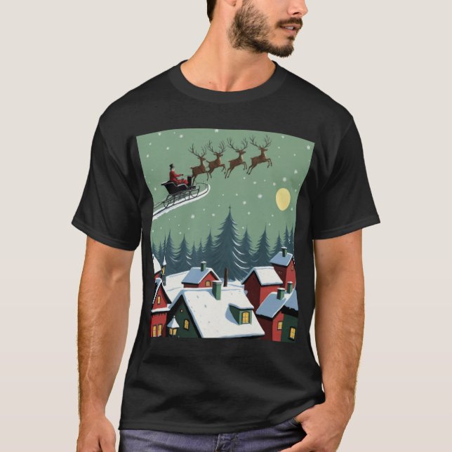 Der Weihnachtsmann und sein Schlitten T-Shirt (Vorderseite)