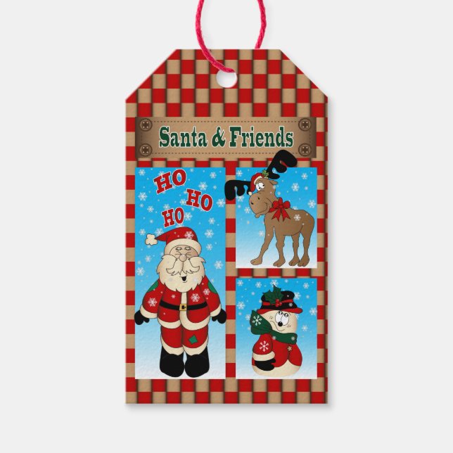 Der Weihnachtsmann und seine Freunde | Christmas Geschenkanhänger (Vorderseite)