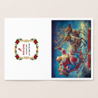 Der Weihnachtsmann und seine Rentiere Folienkarte