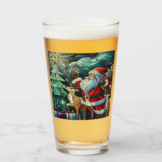 Der Weihnachtsmann und seine Rentierzauber Glas (Vorne (Gefüllt))
