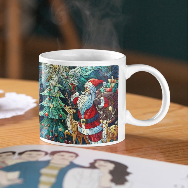 Der Weihnachtsmann und seine Rentierzauber Zweifarbige Tasse (Von Creator hochgeladen)