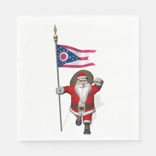Der Weihnachtsmann unter der Flagge von Ohio Serviette (Vorderseite)