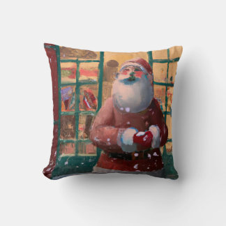 Der Weihnachtsmann vor dem Spielzeugladen Kunst Kissen