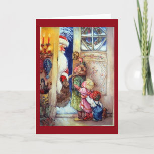 Der Weihnachtsmann vor der Tür Feiertagskarte