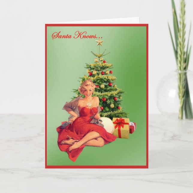 Der Weihnachtsmann weiß... Feiertagskarte (Vorderseite)