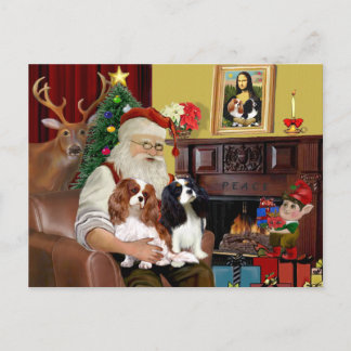 Der Weihnachtsmann, zwei Cavalier, Könige Charles Feiertagspostkarte
