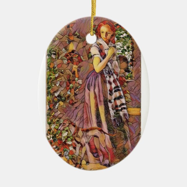 Der Weihnachtswindhund Keramik Ornament (Vorne)