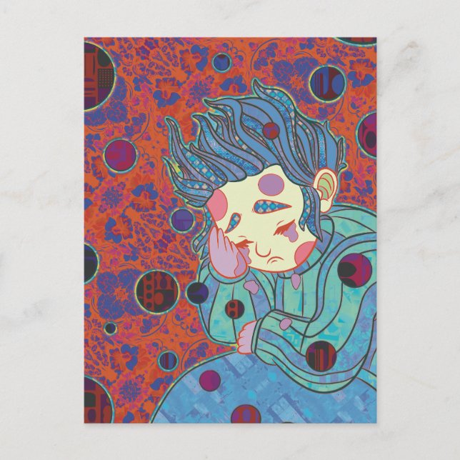 Der weinende Clown Postkarte (Vorderseite)