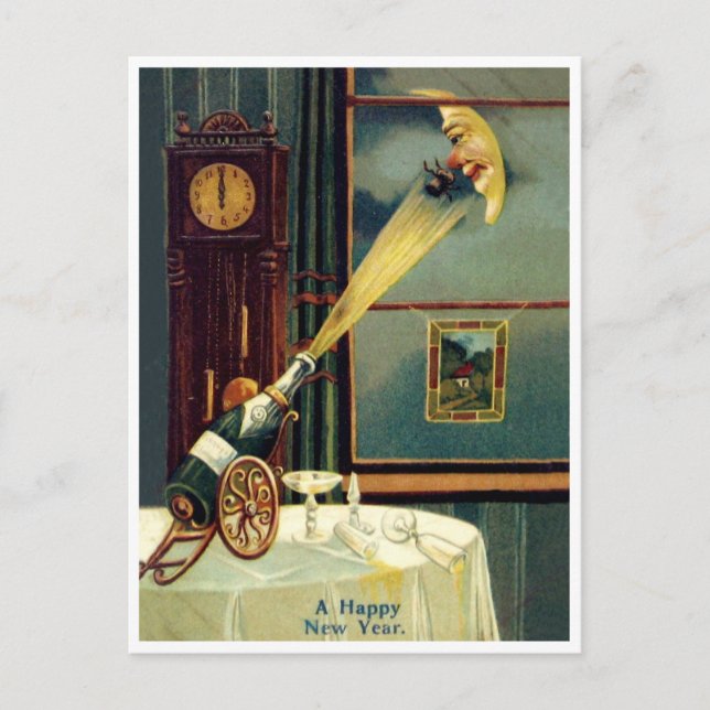 Der Weinkork erreicht den Mond Postkarte (Vorderseite)