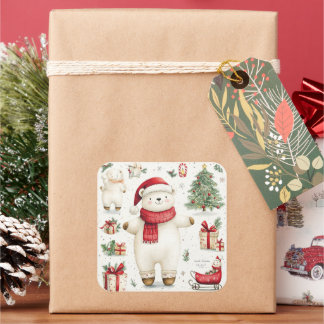 Der weiße Bär Santa Aufkleber