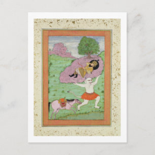 Der weiße Dämon, der das schlafende Rustam abträgt Postkarte