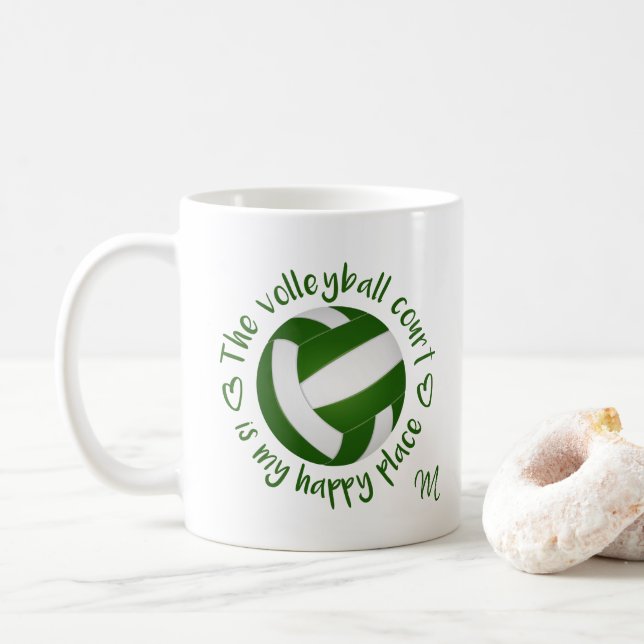 Der weiße, grüne Volleyballplatz ist mein glücklic Kaffeetasse (Mit Donut)