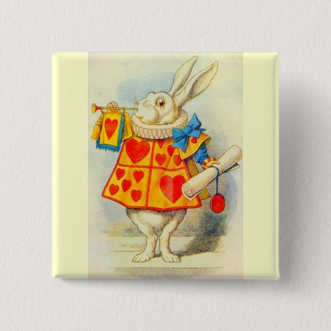 Der weiße Hase in voller Farbe Button (Vorderseite)