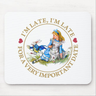 Der weiße Kaninchen eilt an Alice im Wunderland vo Mousepad