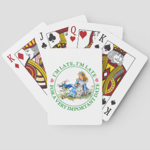 Der weiße Kaninchen eilt an Alice im Wunderland vo Spielkarten