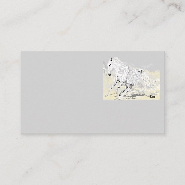 Der weiße Stallion der Visitenkarte in Bewegung (Vorderseite)