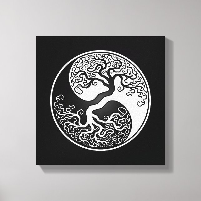 Der weiße und schwarze Baum des Lebens Yin Yang Leinwanddruck (Vorderseite)