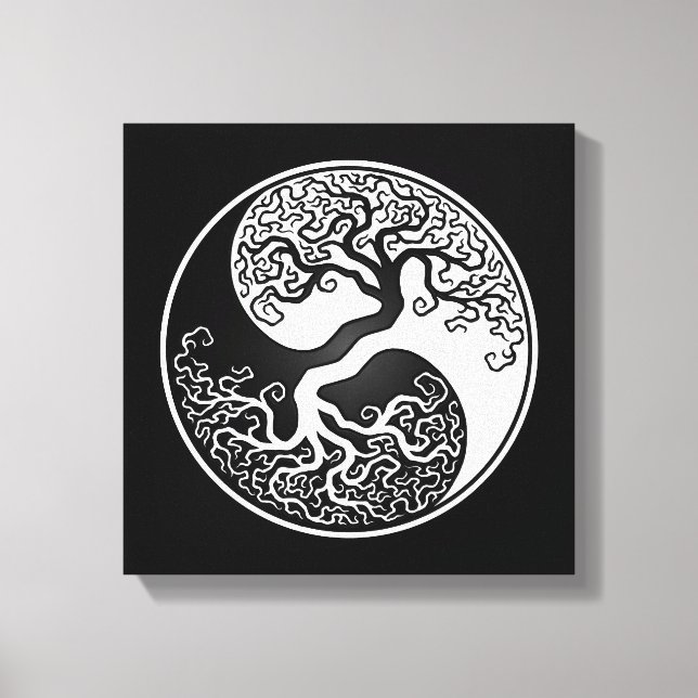 Der weiße und schwarze Baum des Lebens Yin Yang Leinwanddruck (Vorderseite)