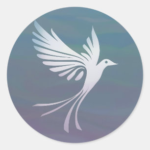 Der weiße Vogel in einem blauen Himmel Runder Aufkleber