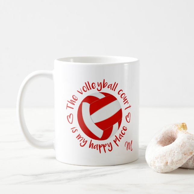 Der weiße Volleyballplatz ist mein glücklicher Ort Kaffeetasse (Mit Donut)