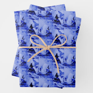 Der weiße Wal Herman Melville Walfänger Grafik   Geschenkpapier Set