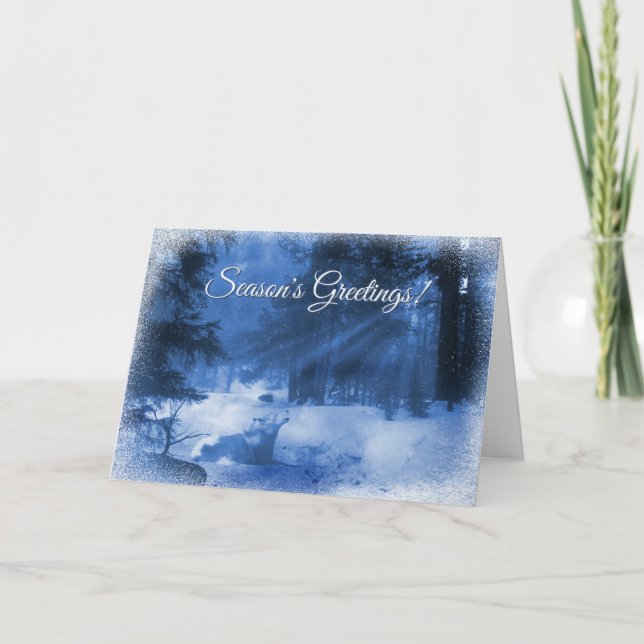 Der weiße Wolf auf den Grüße Karten der Schneesais (Vorderseite)