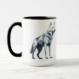 Der weiße Wolf: Eleganz in Geometrie Tasse