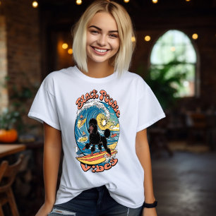 Der Wellenreiter, der schwarzes Poodle surft T-Shirt